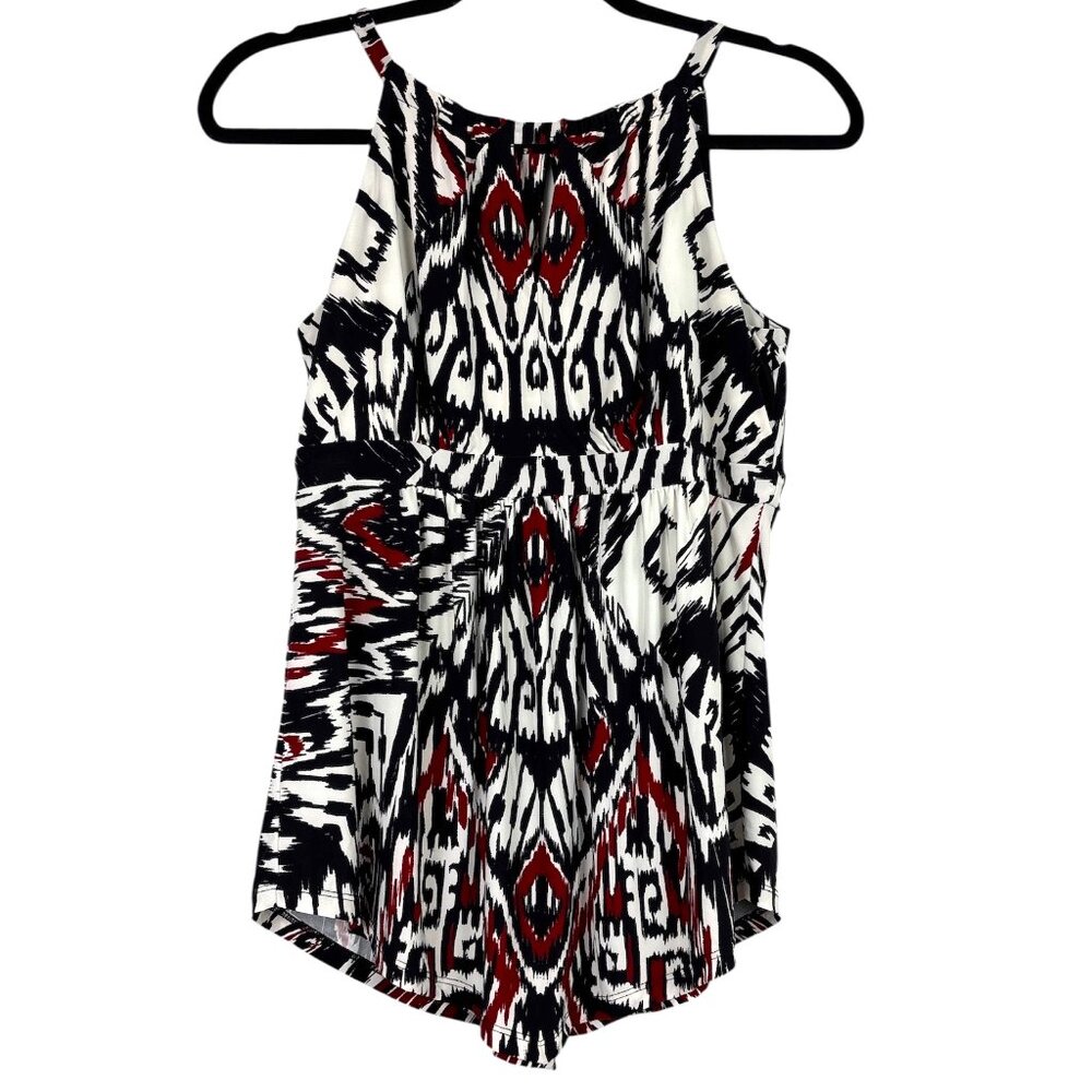 NWT INC International Concepts Halter Top Women’s Medium Black Red Inca Print